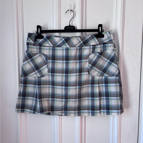 Lole Pants - Women’s Lole Plaid Adjustable Waist Back Zip Pockets Tennis Skort Short Size 12